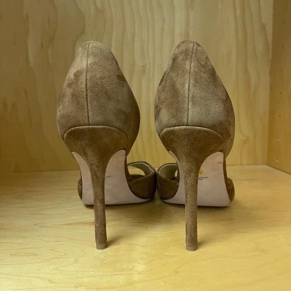 NEW Veronica Beard Brown Suede Gadot Peep-Toe Pump Size 8 - Picture 4 of 8